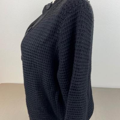 Chico’s Black wool blend Crop Snap Cardigan