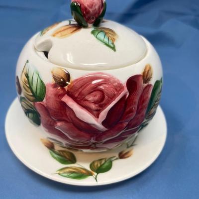 Lot 246 Lefton American Rose Jam jar