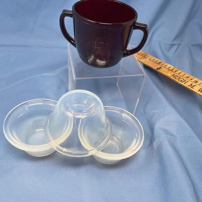 Lot 250 Fry glass custards & Royal Ruby sugar