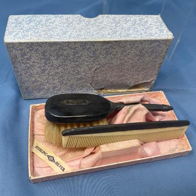 Lot 255 Sterling Silver Baby grooming set