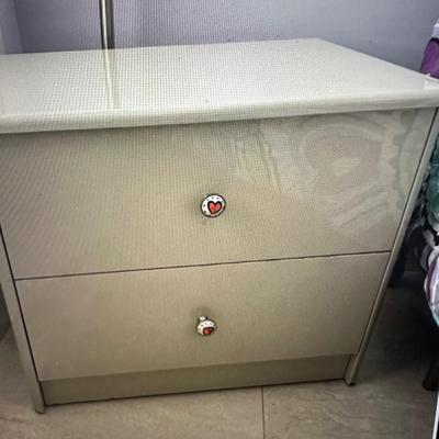 two draw lacquered night stand