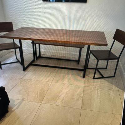 Mid Century table and two chairs and bench