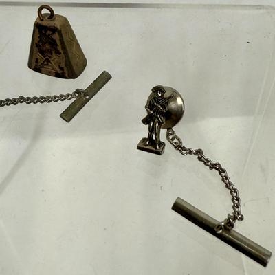Vintage NRA and Fisherman Tie Tack and Small Bell