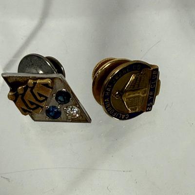 Service Anniversary Pins: California Hardware Company and Unknown Pin with Sapphires and Diamond