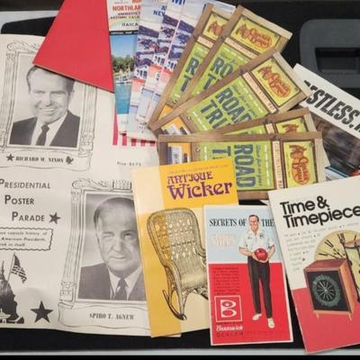 Sale Photo Thumbnail #193: VIntage President Richard Nixon & Spiro Mini-Poster and Cracker Barrel Road map lot.