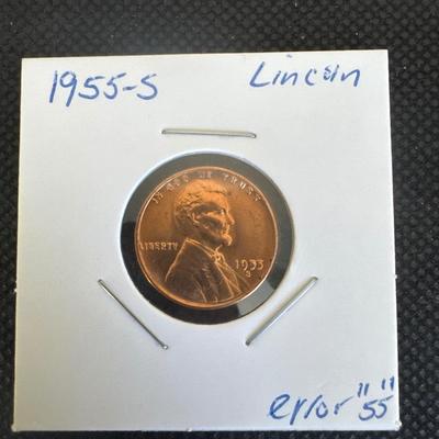 1955 (S) Lincoln Cent Error