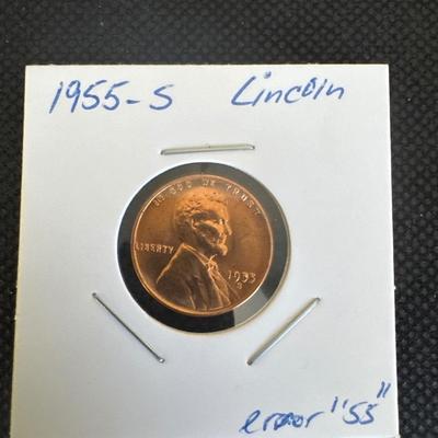 1955 (S) Lincoln Cent - Error