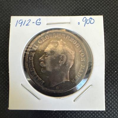 1912 (G) German Mark 3 Coin - 90% Silver