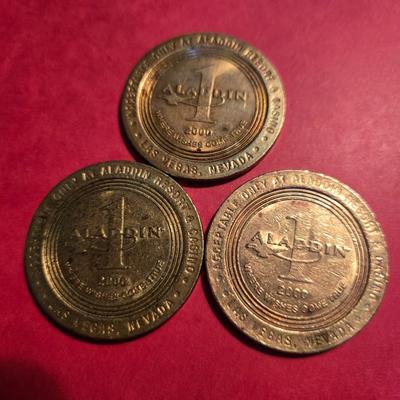 Three Vintage Aladdin Gaming Tokens