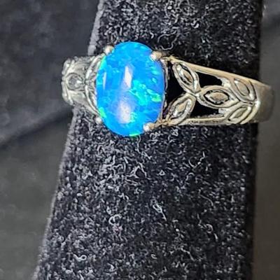 Vivid Blue Opal RIng