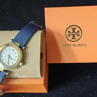 Tory Burch Classic T Navy gold watch