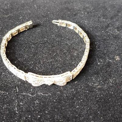 Art Deco Filigree 14K white gold bracelet