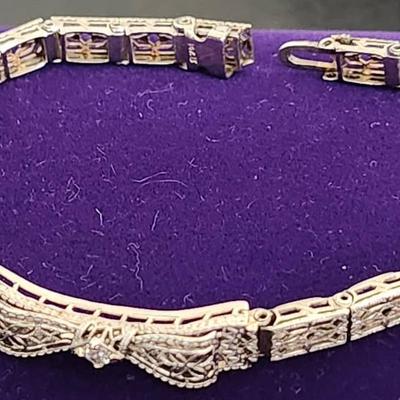Art Deco Filigree 14K white gold bracelet