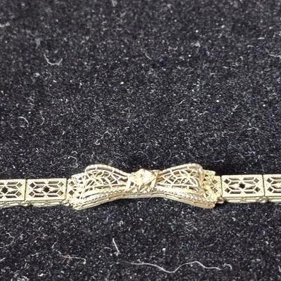 Art Deco Filigree 14K white gold bracelet
