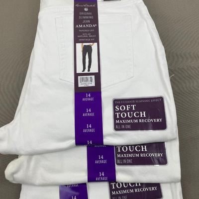 3 New Pair Gloria Vanderbilt White Jeans Size 14