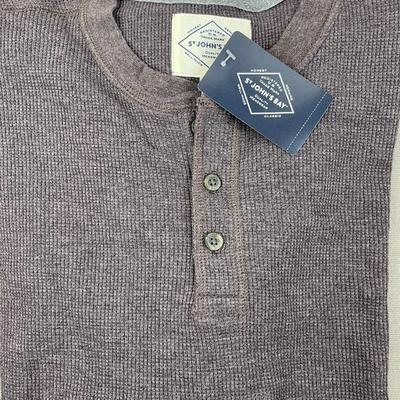 New Men’s Brown Waffle Henley Shirt Large