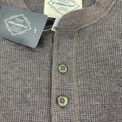 New Men’s Brown Waffle Henley Shirt Large