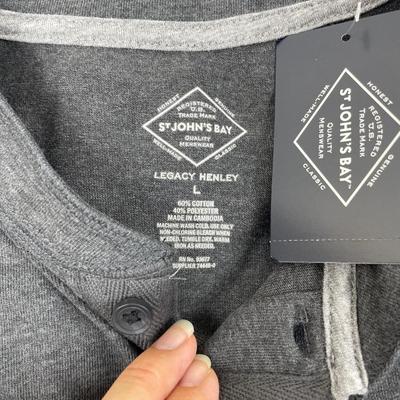 New Men’s Charcoal Grey Henley Large