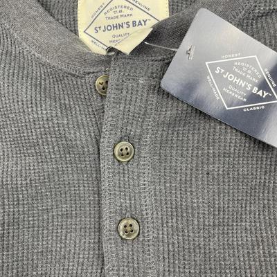 New Men’s Charcoal Grey Waffle Henley Large
