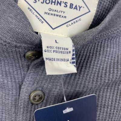New Men’s Charcoal Grey Waffle Henley Large