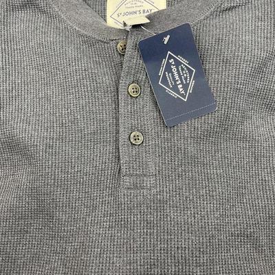 New Men’s Charcoal Grey Waffle Henley Large