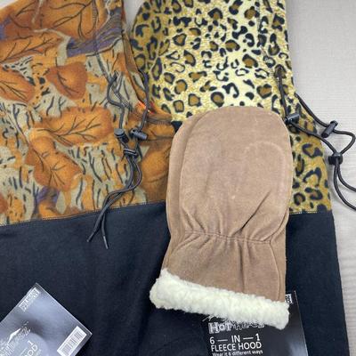 2 New Fleece Hoods, Thick Leather XL Men’s Gloves
