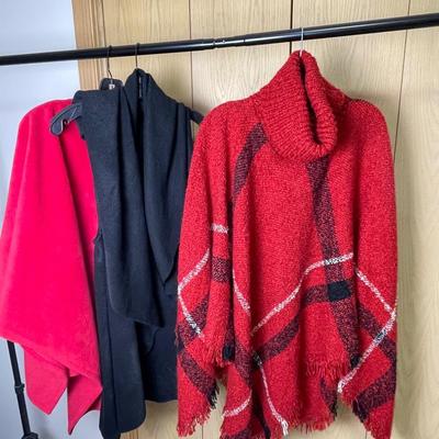 Red and Black Poncho, Vest/Shawls