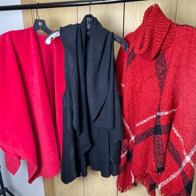 Red and Black Poncho, Vest/Shawls