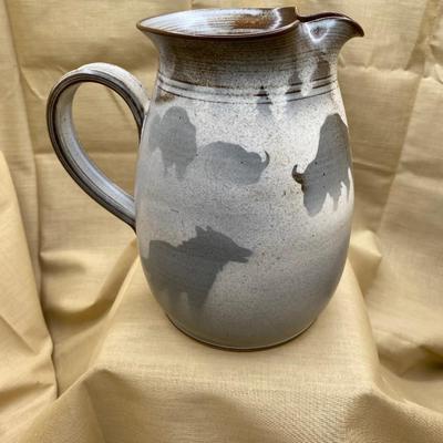 Sale Photo Thumbnail #114: Buffalo & Wolf , beautiful hand thrown pottery 
signed dated  1997