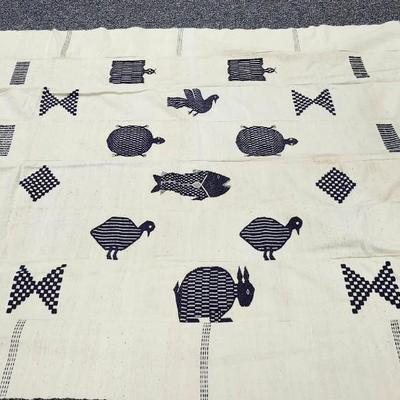 Sale Photo Thumbnail #124: Hand woven textile, probably silk from w. Africa
There is some light discoloration 
58 x 72 inches
Made by the Ewe people of Ghana and Togo