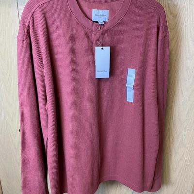 New Men’s Rust Waffle Henley Large