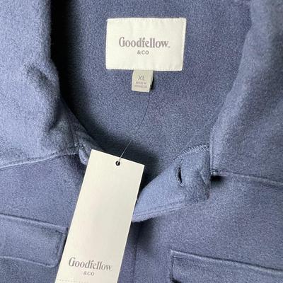 New Men’s Navy Fleece Button Down Shirt XL