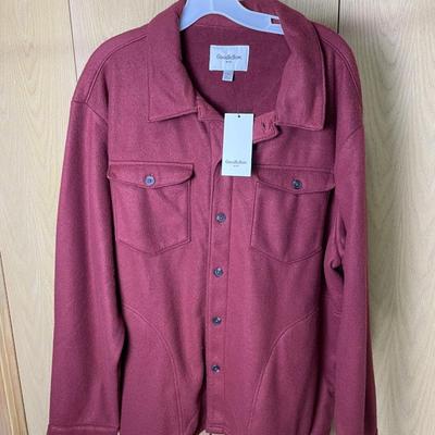 New Men’s Rust Fleece Button Down Shirt XXL
