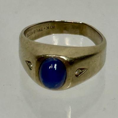 Vintage Trubrite 10K Gold with Oval Sapphire Size 9.5