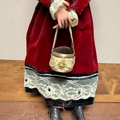 Vintage Porcelain Doll by Gustave E. Wolff with stand 28" tall