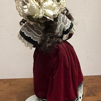 Vintage Porcelain Doll by Gustave E. Wolff with stand 28" tall