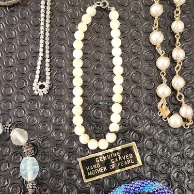Lot of Costume Jewelry Necklaces Bracelets , Earings , Mother of Pearl, Sarah Coventry , Monet, Les Bernard