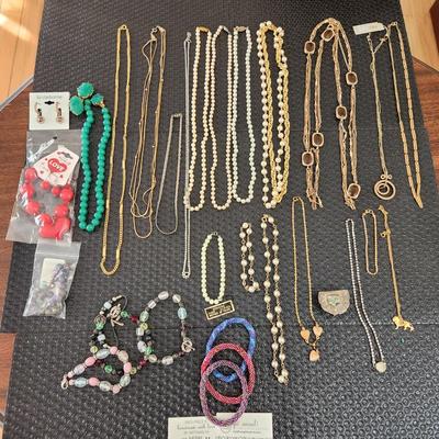 Lot of Costume Jewelry Necklaces Bracelets , Earings , Mother of Pearl, Sarah Coventry , Monet, Les Bernard