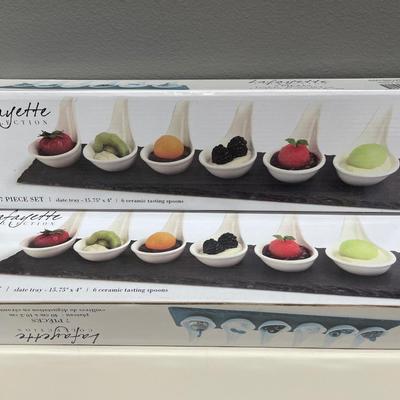 Circleware Lafayette collection 7 piece slate gray with ceramic spoons