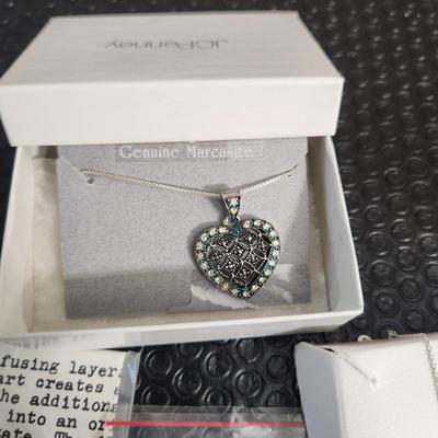 Jewelry Lot Marcasite Heart, Aynsley , Earings, Tie Tack, Cufflinks, Cubic Zirconia necklace, Steel by Design, Bulova Watch,