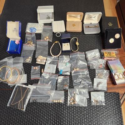 Jewelry Lot Marcasite Heart, Aynsley , Earings, Tie Tack, Cufflinks, Cubic Zirconia necklace, Steel by Design, Bulova Watch,