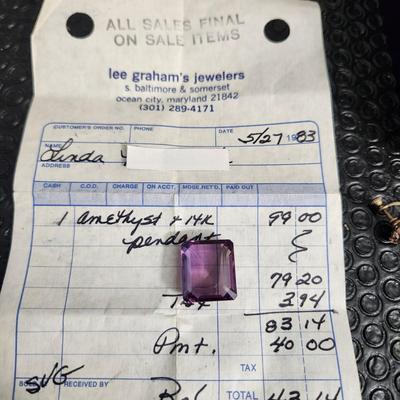 Vintage Jewelry Lot Amethyst Crystal, Bracelet, Cora Earings , Lona W Germany Earings