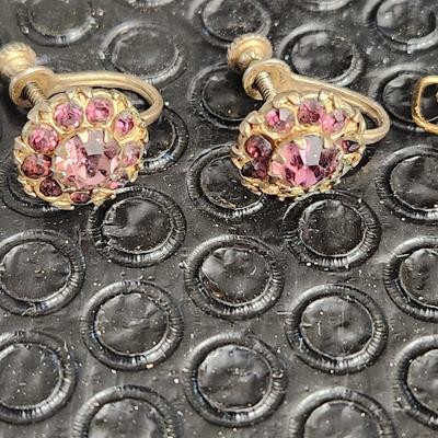 Vintage Jewelry Lot Amethyst Crystal, Bracelet, Cora Earings , Lona W Germany Earings