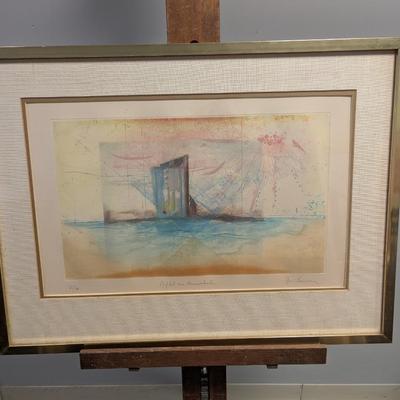 Sale Photo Thumbnail #2098: Reflet sur Mariakerke By René Carcan Etching Titled Numbered and Signed