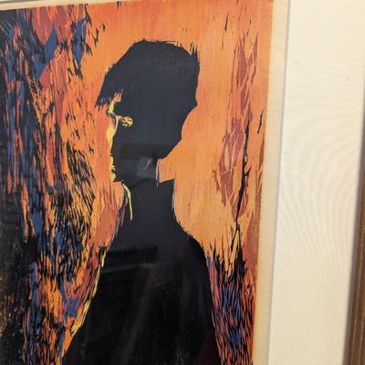 Sale Photo Thumbnail #2109: Folksinger By Jules Original Woodcut Art Titled Numbered And Signed Limited Edition