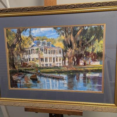 Sale Photo Thumbnail #2117: Large Signed Limited Edition Framed Print "The Rice Plantation" By Bill Stroud