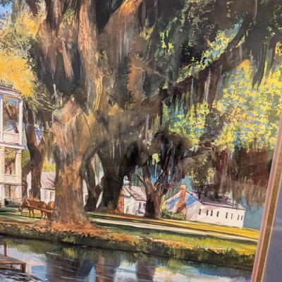 Sale Photo Thumbnail #2118: Large Signed Limited Edition Framed Print "The Rice Plantation" By Bill Stroud