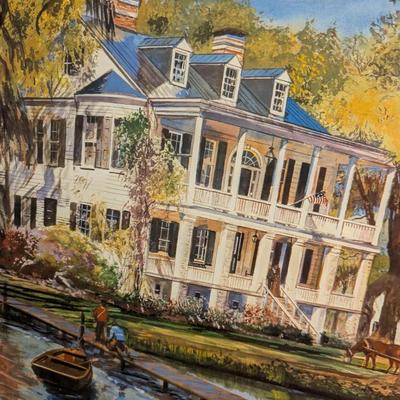 Sale Photo Thumbnail #2119: Large Signed Limited Edition Framed Print "The Rice Plantation" By Bill Stroud