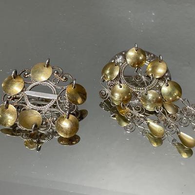 Norwegian Filigree pins and clip on earrings