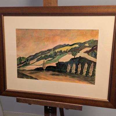 Sale Photo Thumbnail #2140: Framed Watercolor Painting By Local Artist Parrish Rhodes